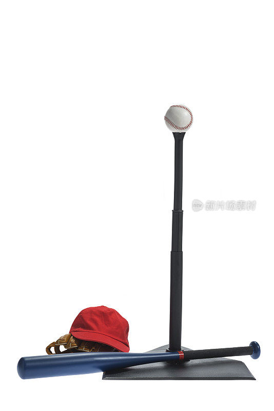 T-Ball stand，棒球，帽子，手套和铝球棒